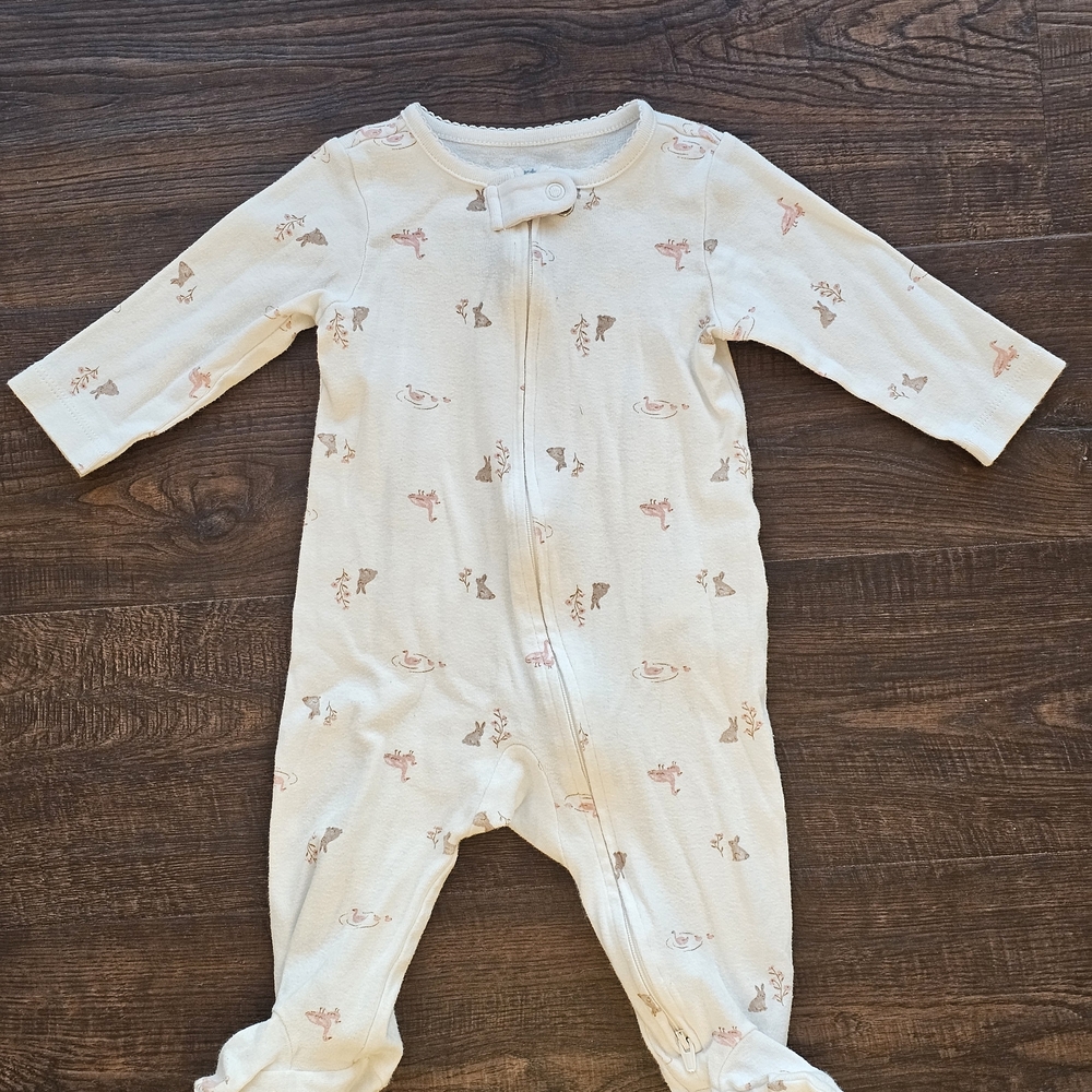 Carter's Cream Baby Footie with Animal Prints